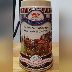 Vintage Miller High Life "Kitty Hawk" Collector's‎ Beer Stein (1986)